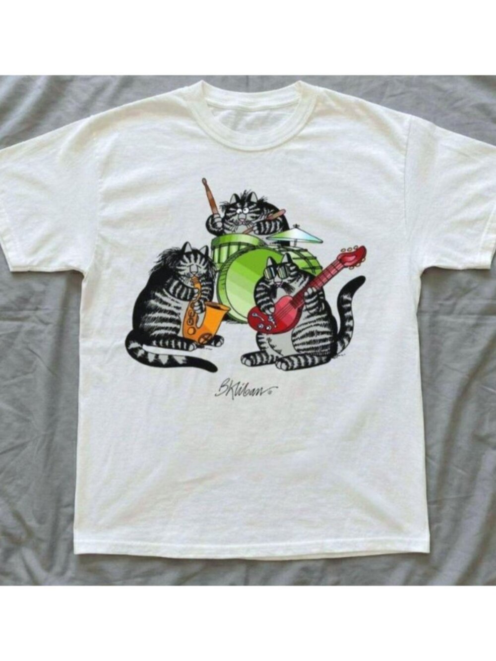 Kliban Cats playing graphic White T Shirt